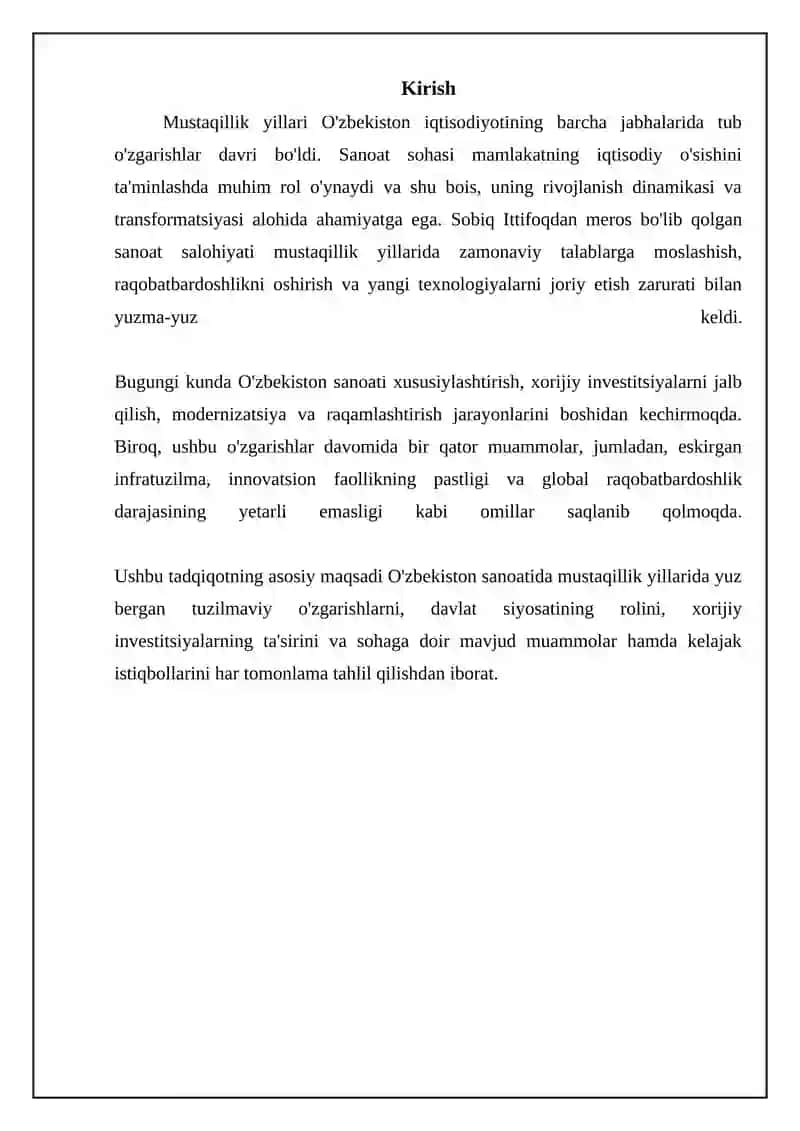 Mustaqillik yillarida sanoat saxosidagi ôzgarishlar 3