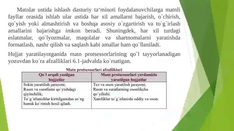MATN AXBOROTLARINI QAYTA ISHLASH TEXNOLOGIYALARI 3