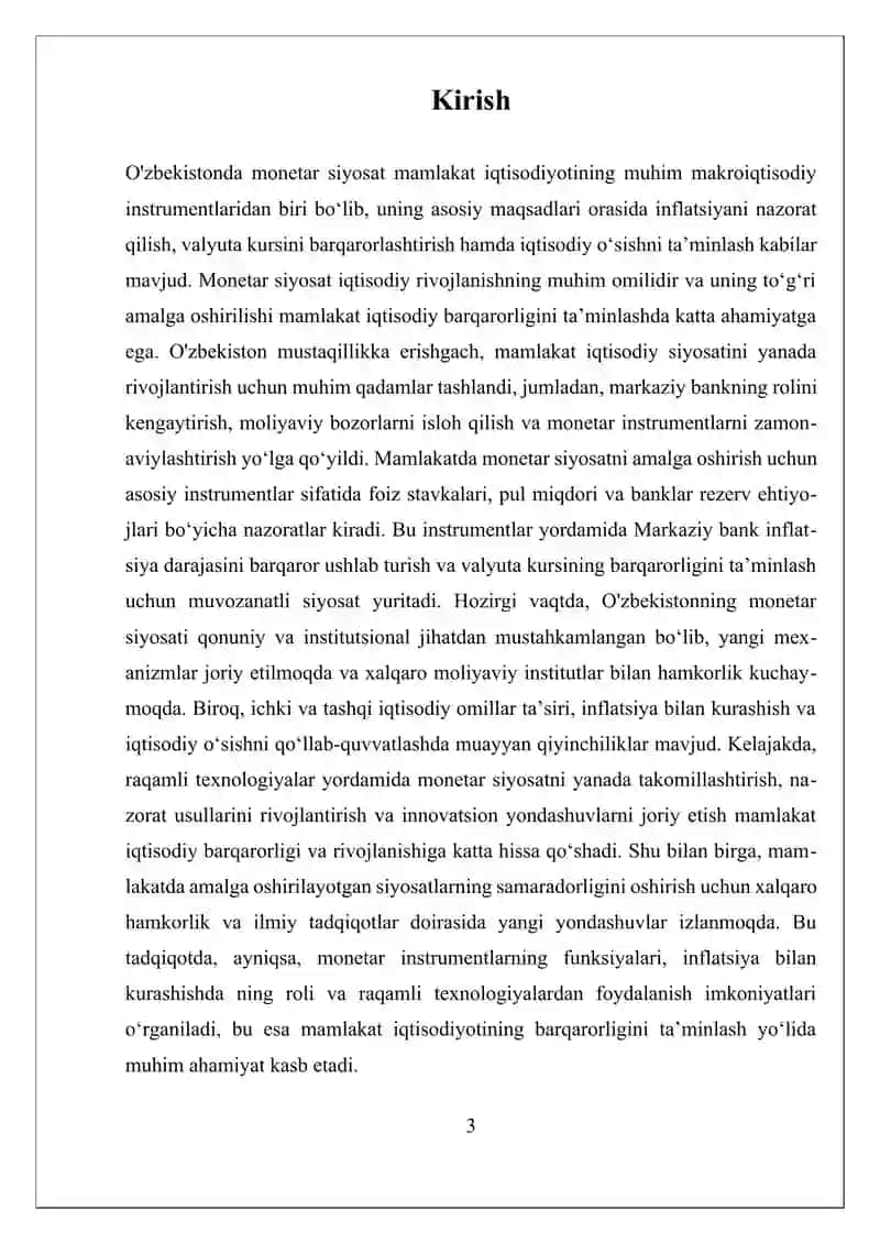 O zbekistonda monetar siyosat (Moliya va kredit) 3