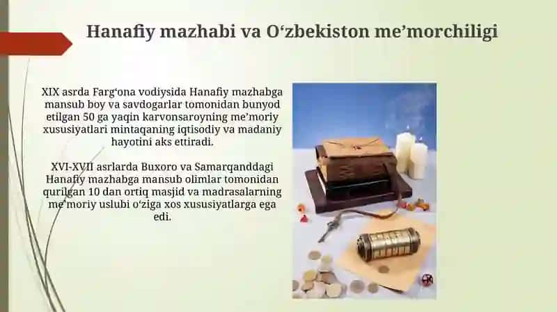 Hanafiy mazhabi va Oʻzbekiston meʼmorchiligi 3