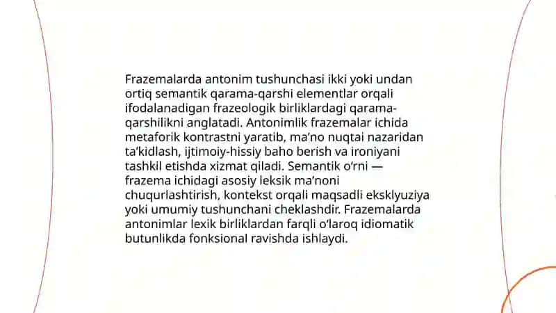 Frazemalarning semantik turlari antonim 3