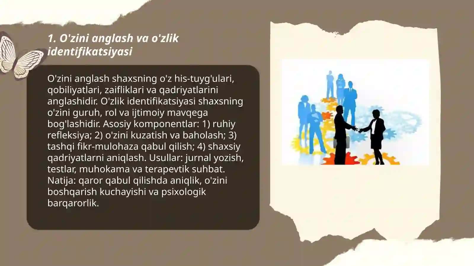 O'zligini faollashtirish, o'zini o'zi boshqarish va personallik 3