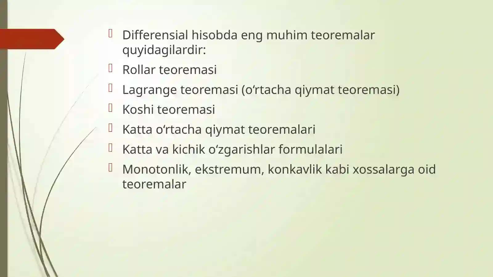 DIFFERENSIAL HISOBNING TEOREMALARI 3