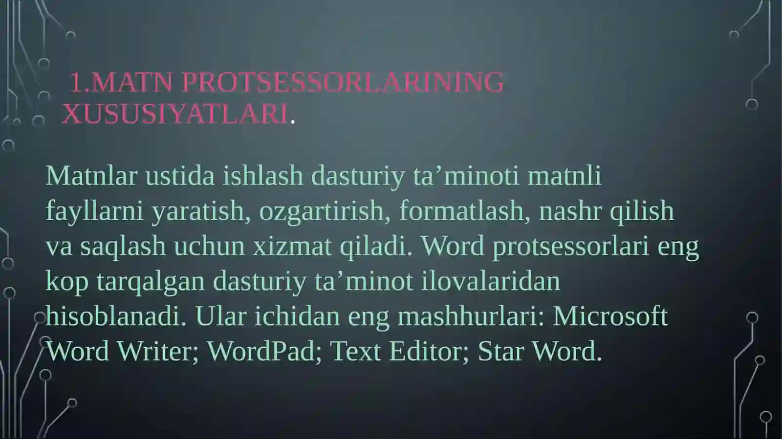 MATNLI MALUMOTLARNI QAYTA ISHLASH DASTURLARINING IMKONIYATLARI 3
