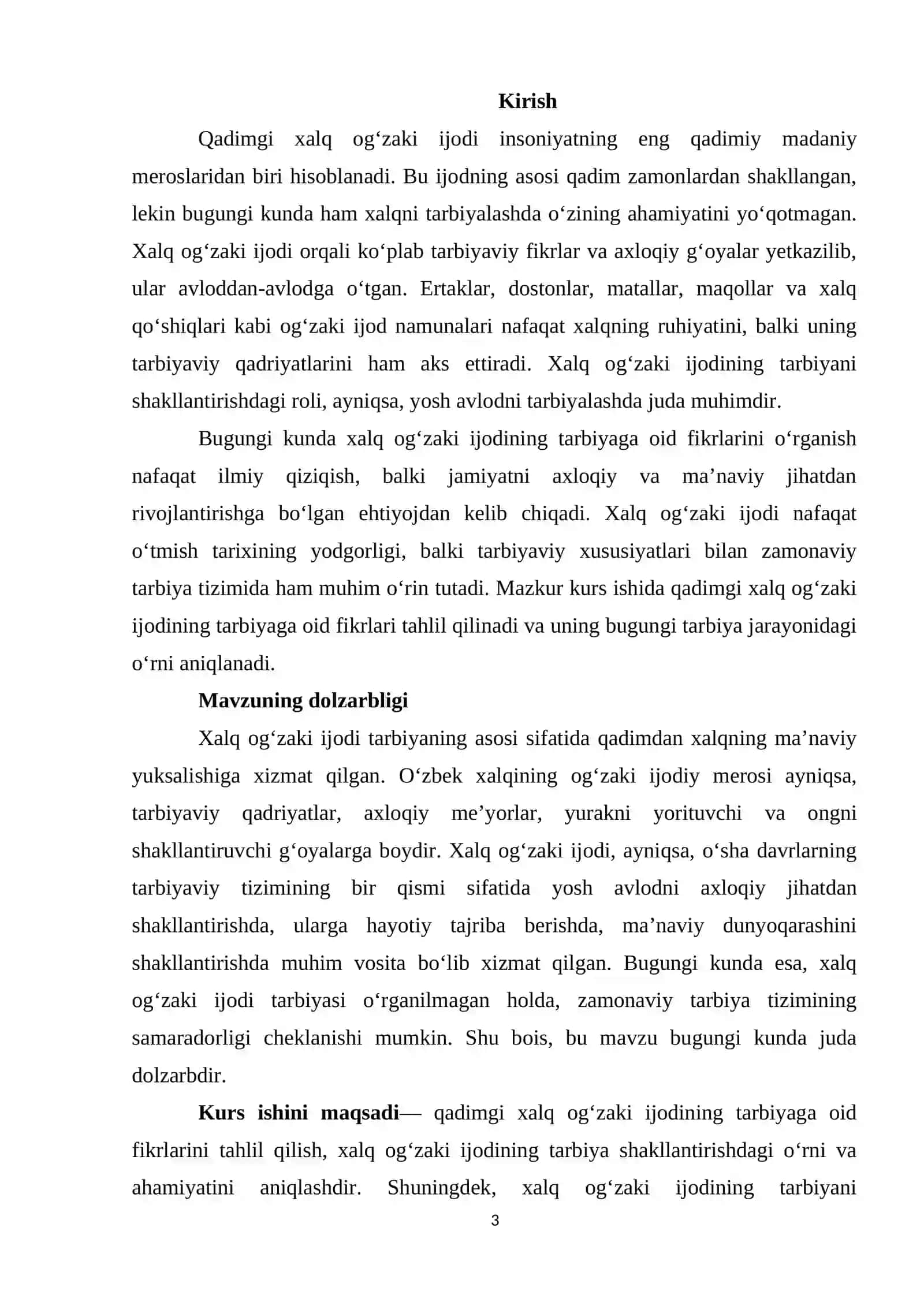 Qadimgi xalq og’zaki ijodining tarbiyaga oid fikrlari 3