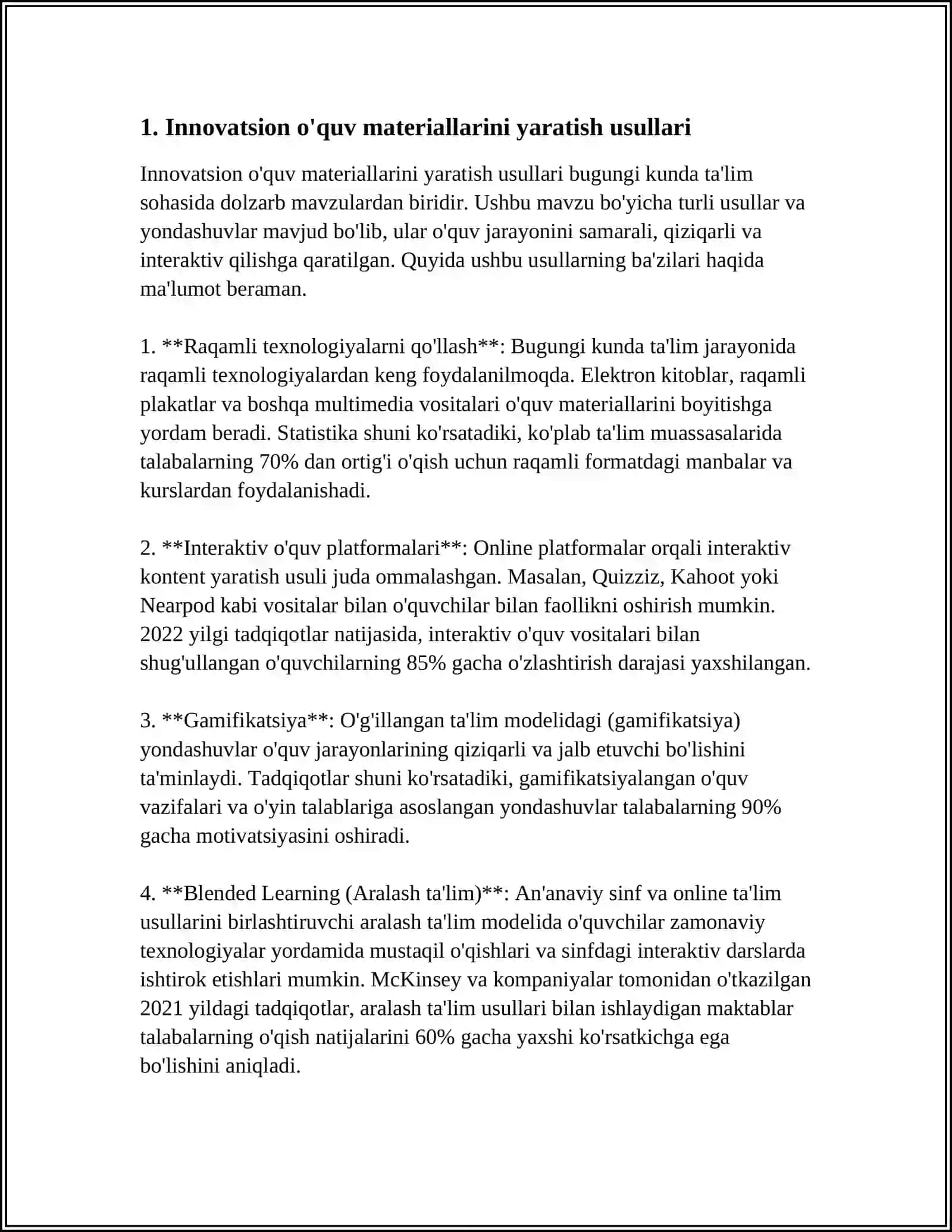 OʻQUV MATERIALLARINI TAYYORLASHGA KREATIV YONDASHUV 3