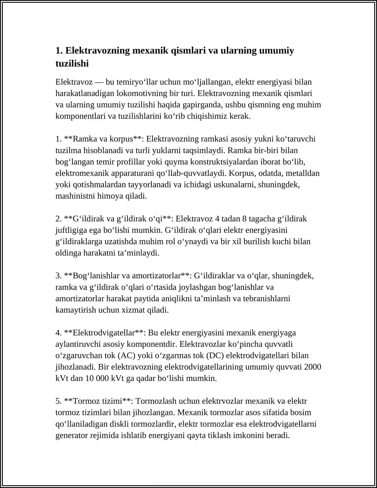 ELEKTRAVOZINI MEXANIK QISMNING TUZILISHI VA ISHLASH PRINSIPI 3