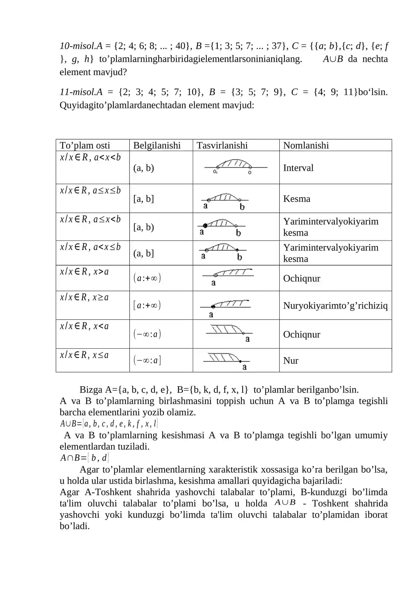 To`plamlarning kesishmasi, birlashmasi va ularning xossalari 3