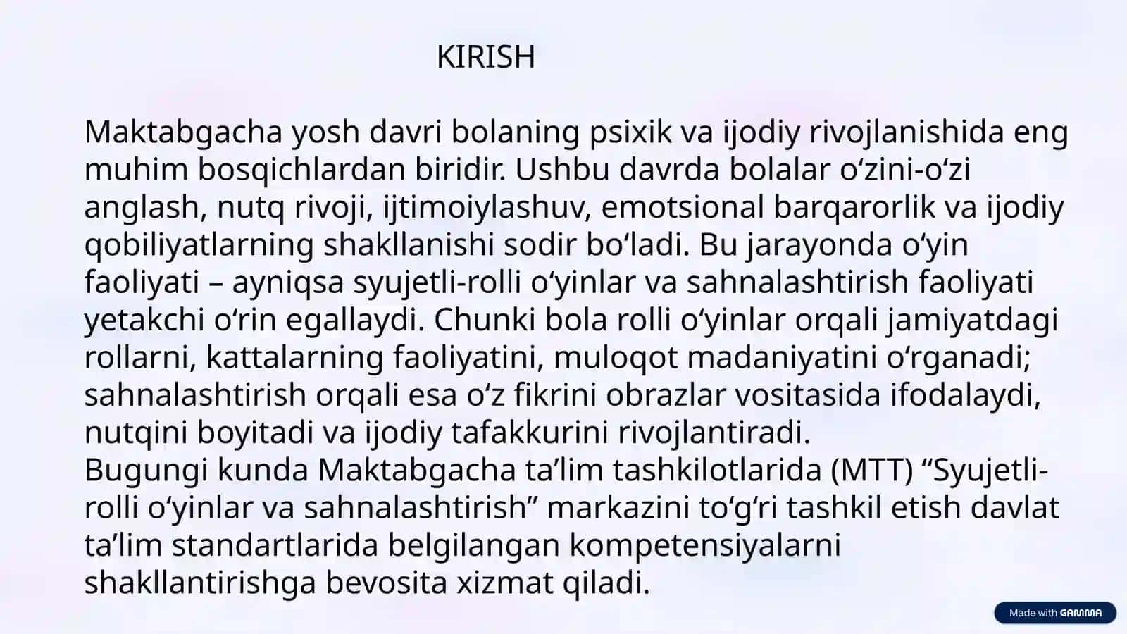 Syujetli-rollio'yinlar va sahnalashtirish markazida ta'limiy faoliyatni tashkil etish 3