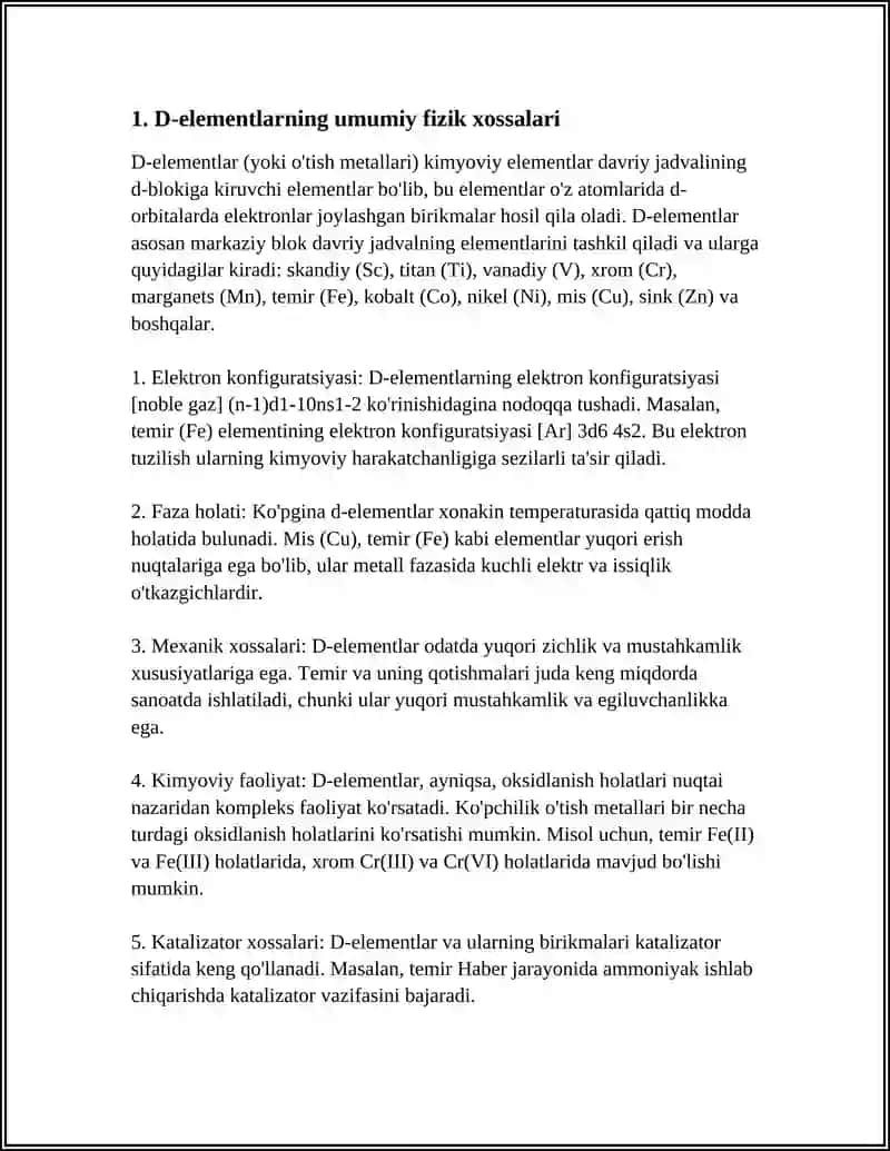 D-ELEMENTLAR. ULARNNG BIRKMALARI VA XOSSALARI 3