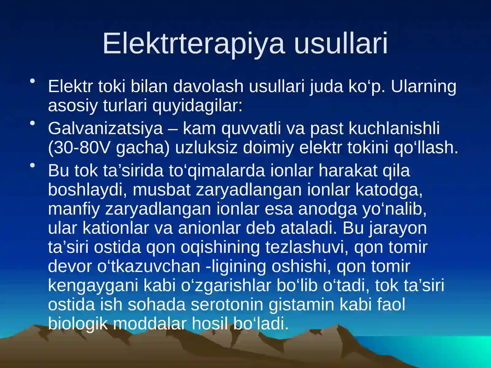 Elektr bilan davolash haqida tushuncha. Uning organizmga ko'rsatadigan ta'siri 3