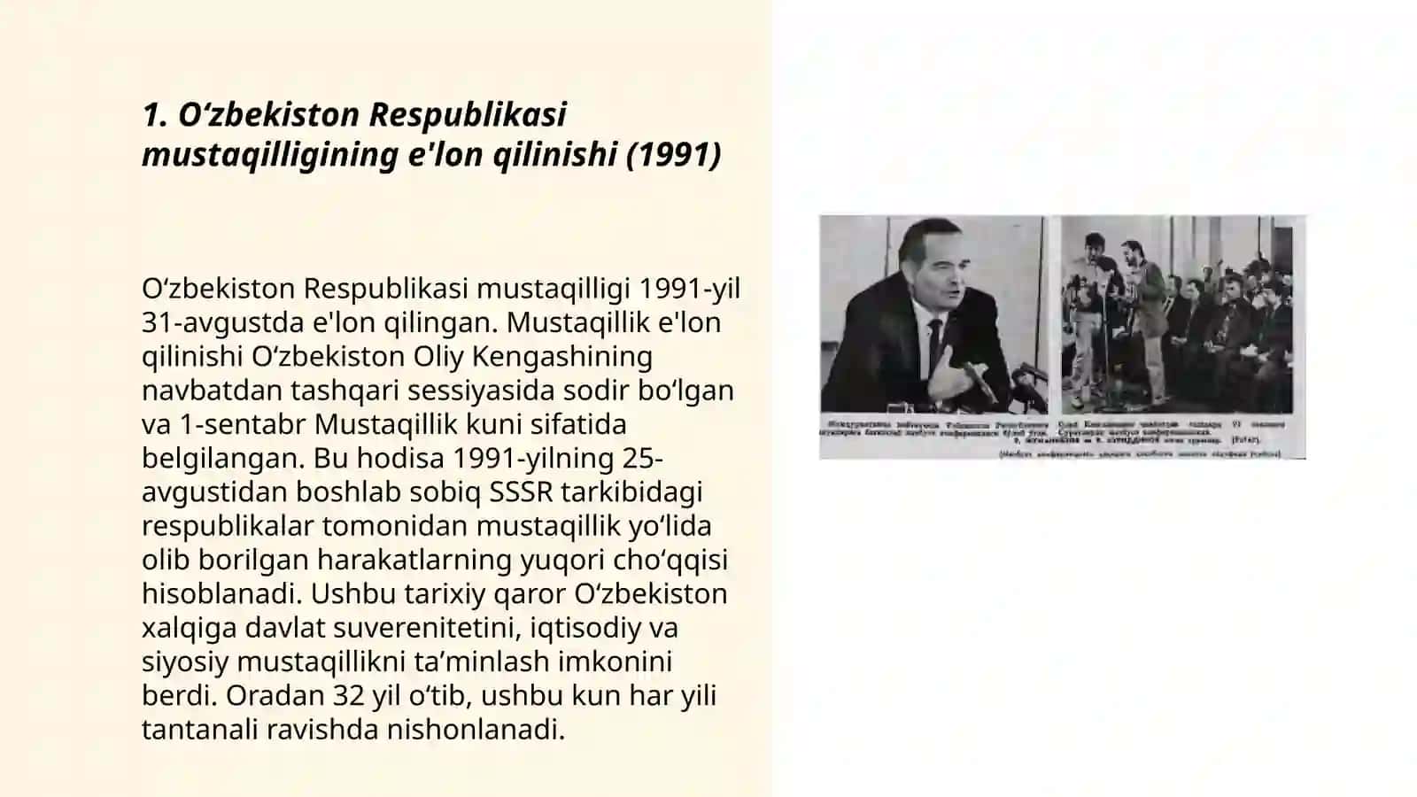 Mustaqil Oʻzbekiston Respublikasida yillarning nomlanishi va amalga oshirilgan islohotlar 3
