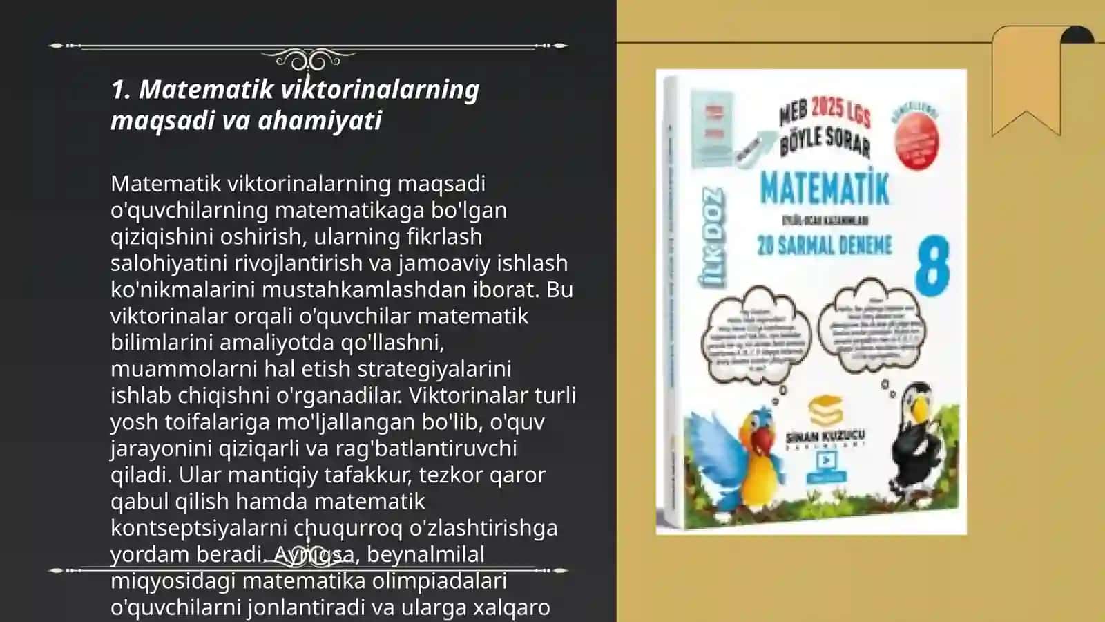 1 sinfda matematik viktorinalar tashkil etish va o'tkazish usullari 3