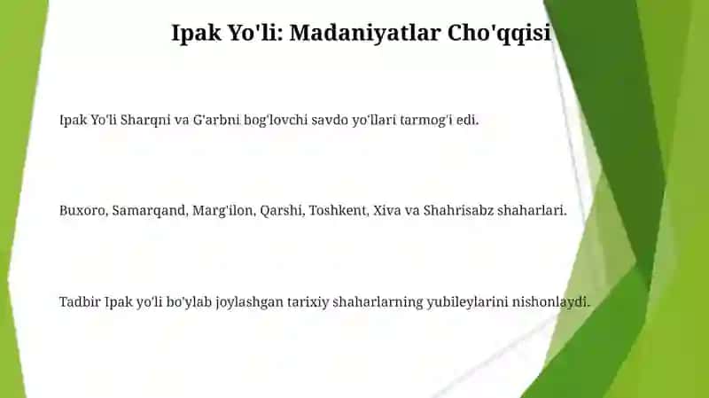 Ipak Yo'li Sharqni va G'arbni bog'lovchi savdo yo'llari tarmog'i 3