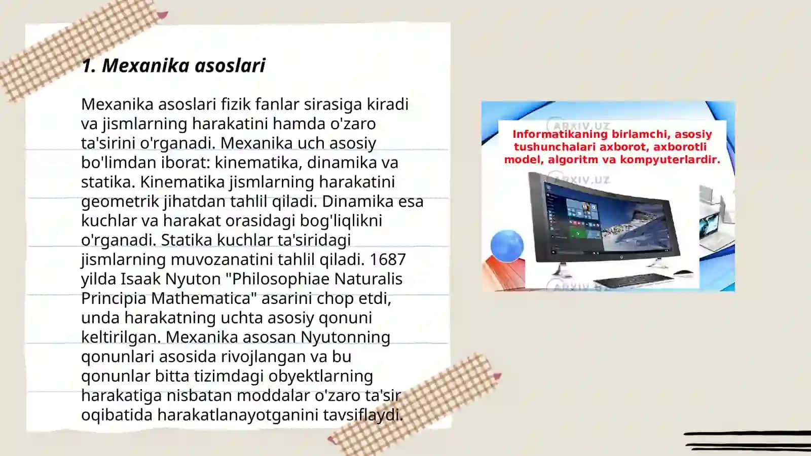 Fizikadan darslik va o'quv qo'llanmalar bo'yicha fan boblari va mavzularini o'rganish 3