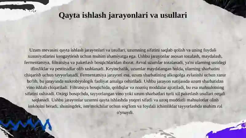 Uzum mevasini qayta ishlash1 3