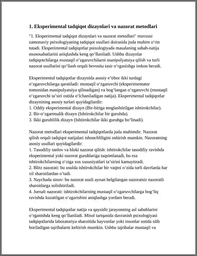 HOZIRGI ZAMON PSIXOLOGIYASINING TADQIQOT METODLARI 3