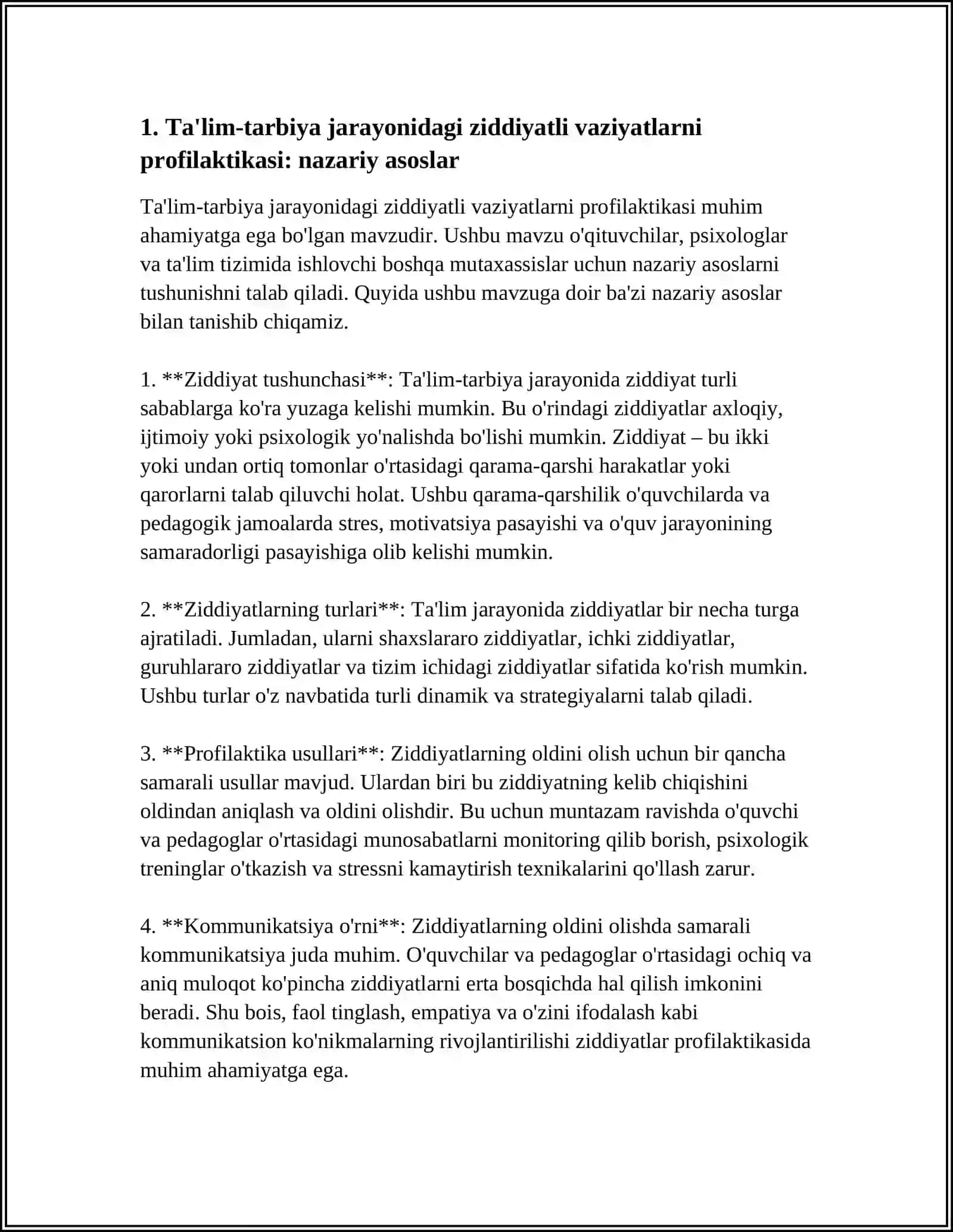 TA’LIM-TARBIYA JARAYONIDAGI ZIDDIYATLI VAZIYATLARNI PROFILAKTASI 3