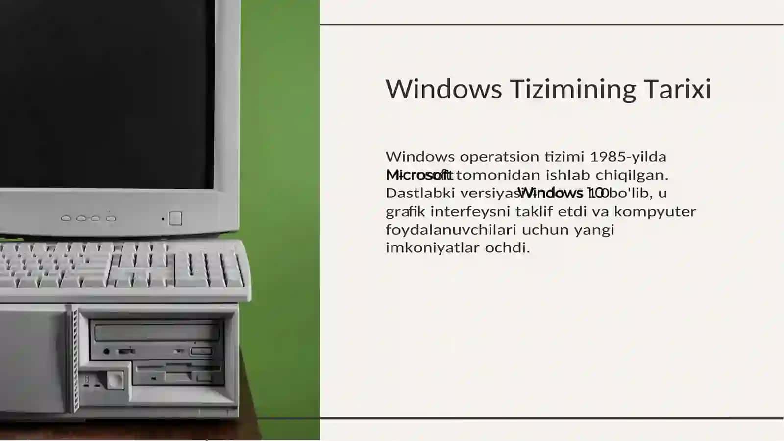 Windows Operatsion Tizimining Tarixi va Asosiy Ishlash Prinsiplari 3