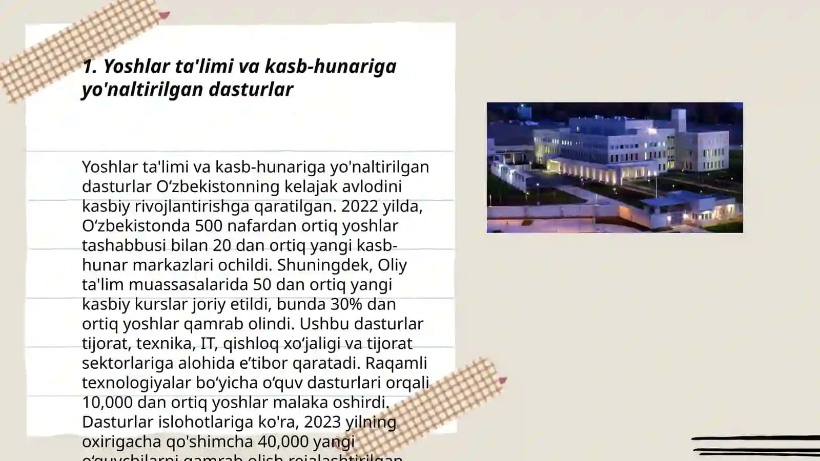 Yoshlar ta'limi va kasb-hunariga yo'naltirilgan dasturlar 3
