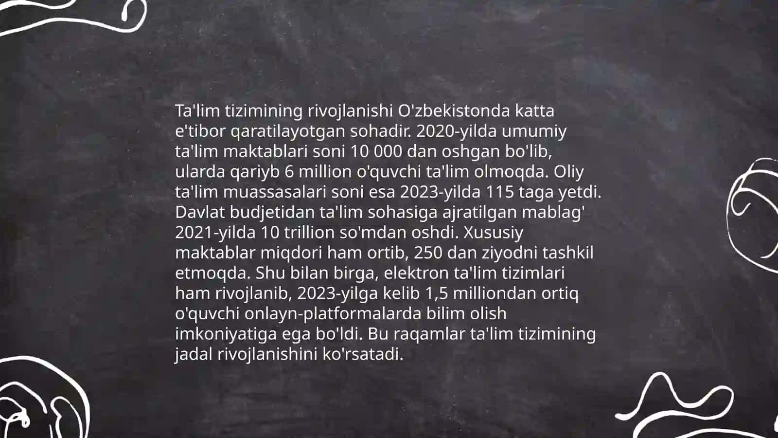 Ta'lim tizimining rivojlanishi O'zbekistonda 3