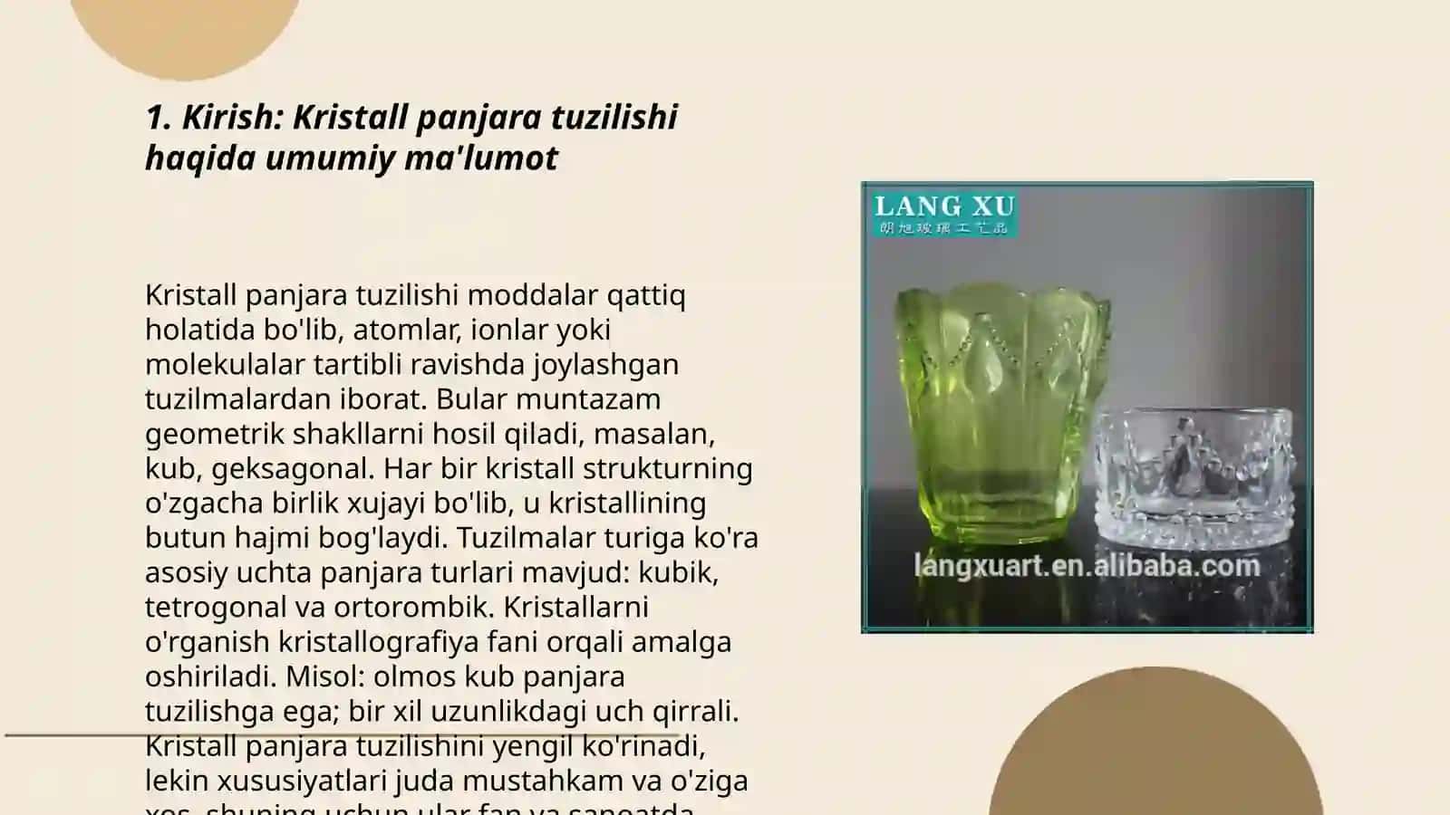 Kristall panjara tuzilishi 5Emodeli asosida 3