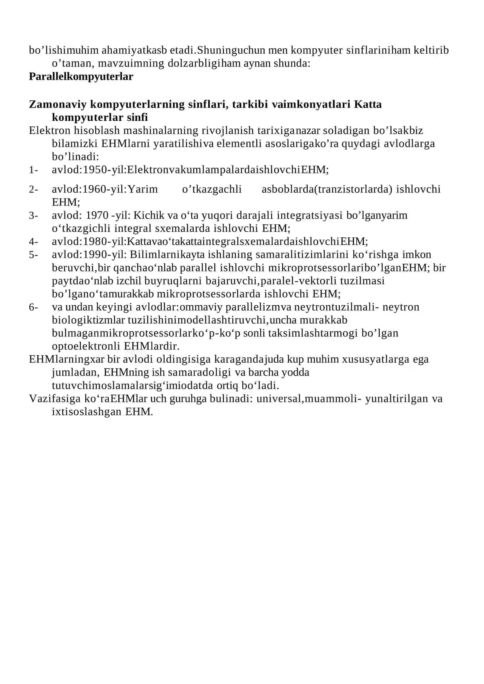 Parallel kompyuterlar: umumiy va ajratilgan xotirali multiprotsessorlar va multikompyuterlar 3