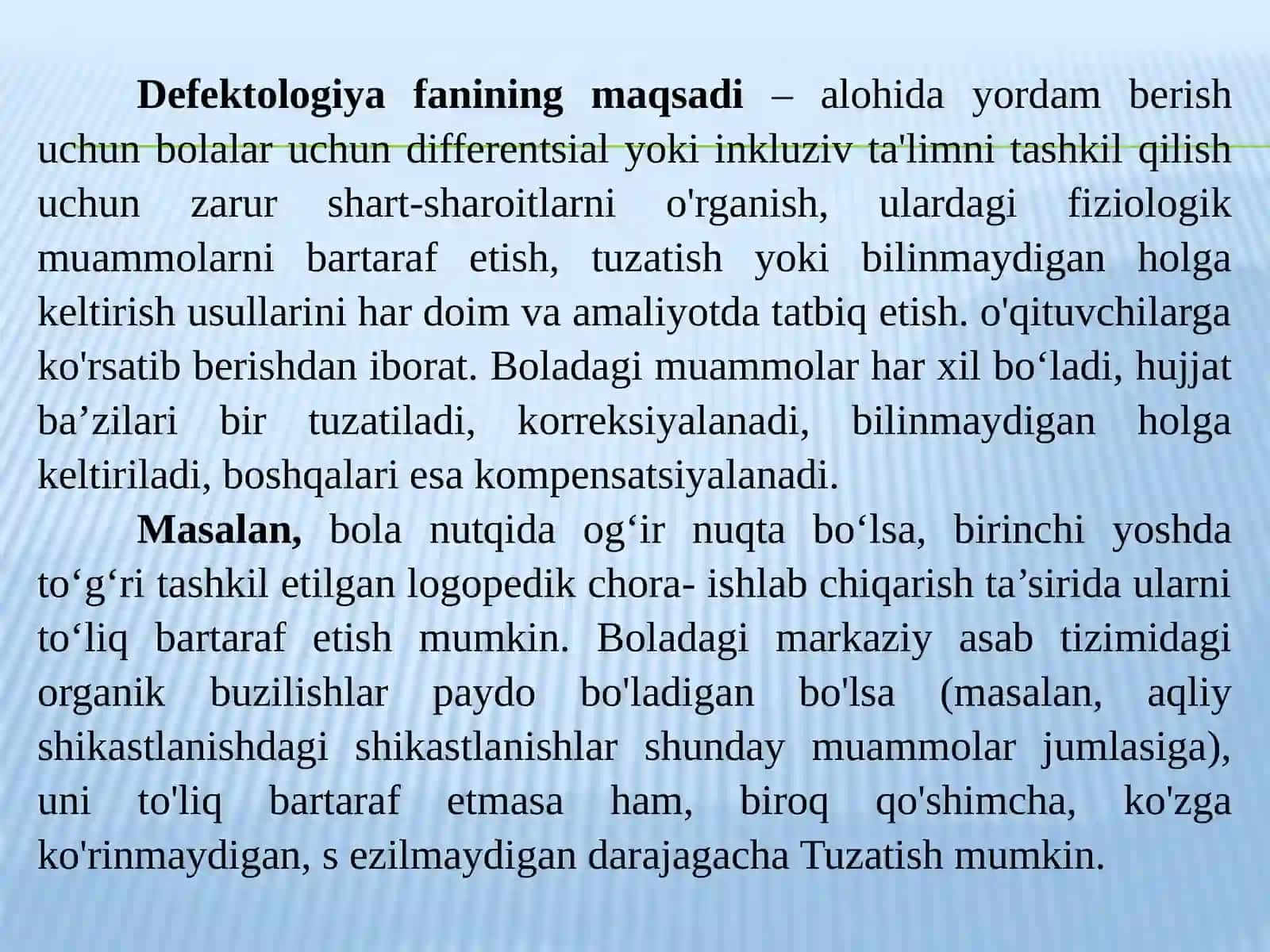 DEFEKTOLOGIYAFANI, UNING PREDMETI,MAQSAD VAVAZIFALARI 3