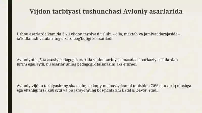 Abdulla Avloni yasarlari vijdon tarbiyasi masalalari 3