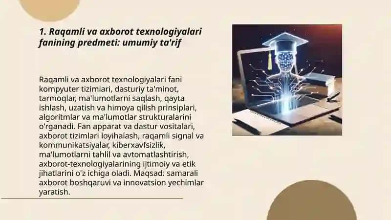 Raqamli va axborot texnologiyalari fanining predmeti va vazifalari 3