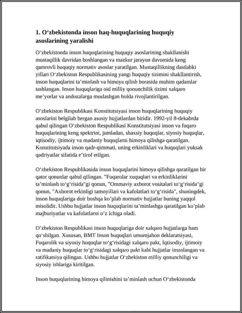 O'ZBEKISTONDA INSON HAQ-HUQUQLARI VA ERUENLULARI UAJALALINING YARALISHI 3