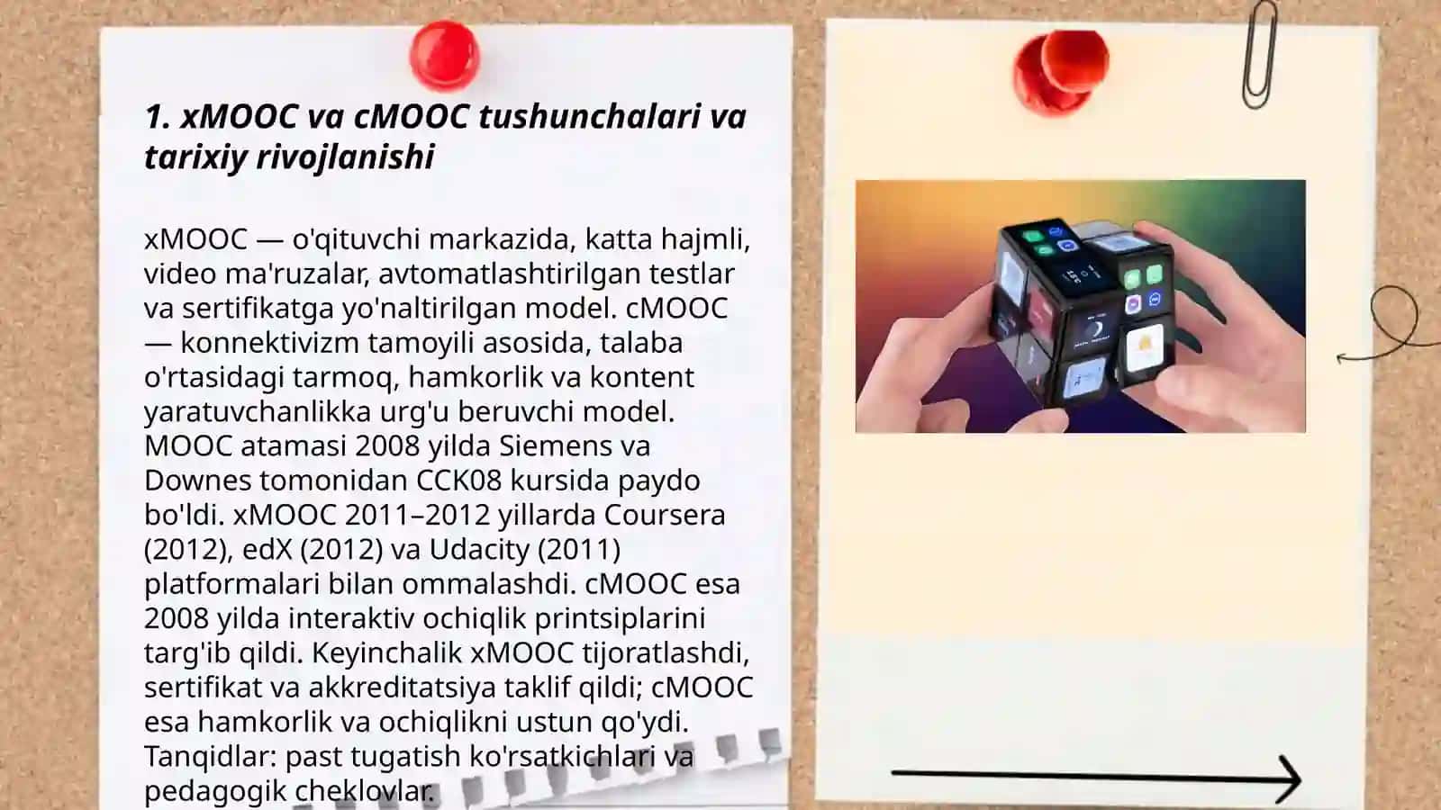 Zamonaviy ta’lim modellari (Ommaviy ochiq onlayn kurslar: xMOOC, cMOOC) 3