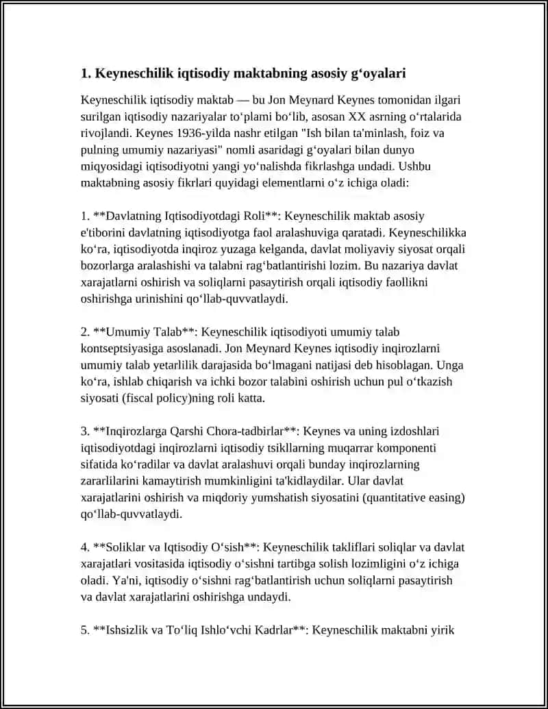 KEYNSCHILIK KLASSIK IQTISODGA MUQOBIL SIFATIDA 3