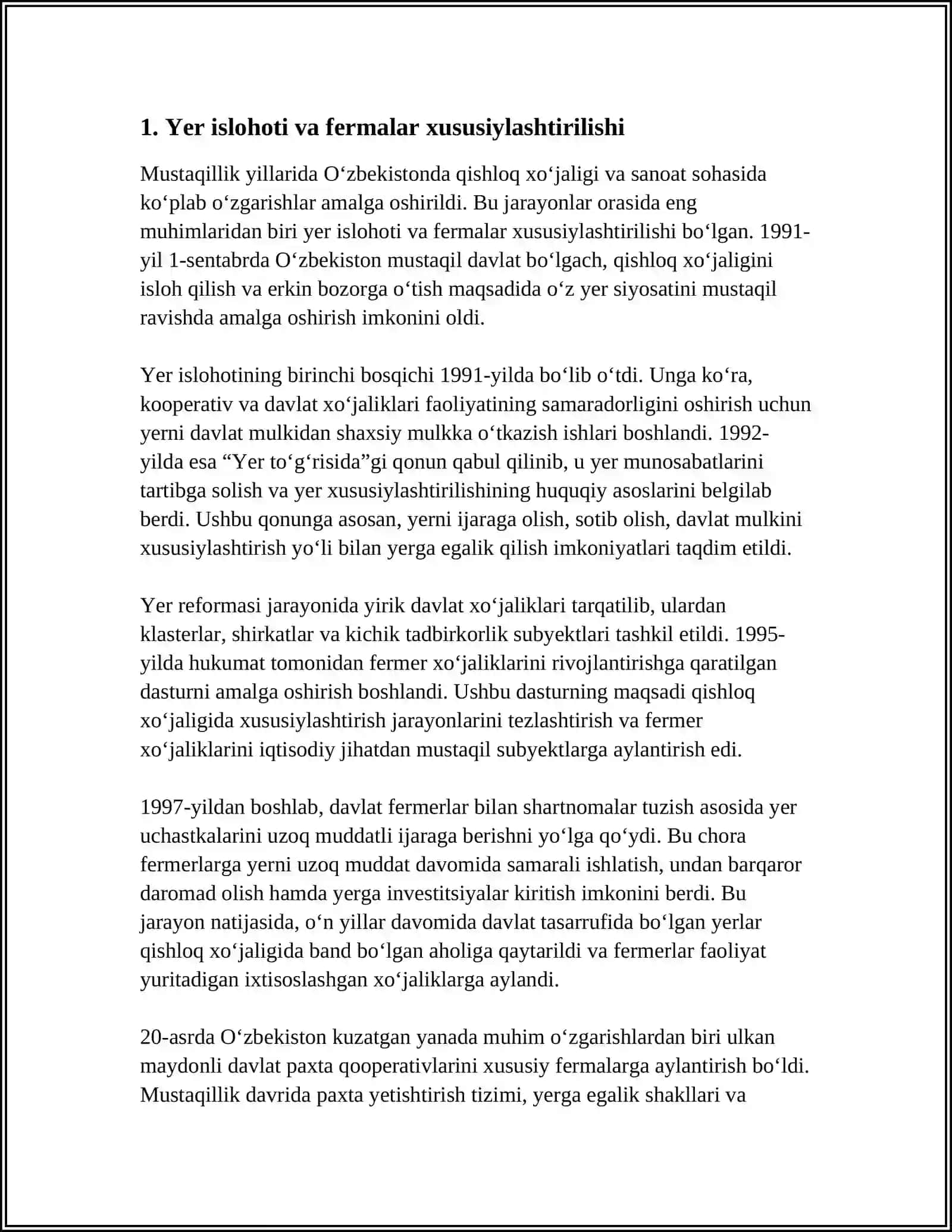 MUSTAQILLIK YILLARIDA QISHLOQ XO'JALIGI VA SANOAT SOHASIDAGI O'ZGARISHLAR 3