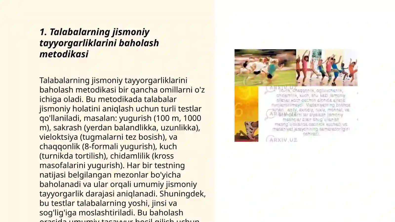 Talabalarning umumiy jismoniy tayyorgarliklarini aniqlash 3