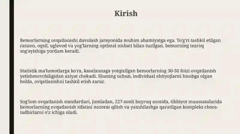 Bemorlarning ovqatlanishini tashkil etish asoslari 3