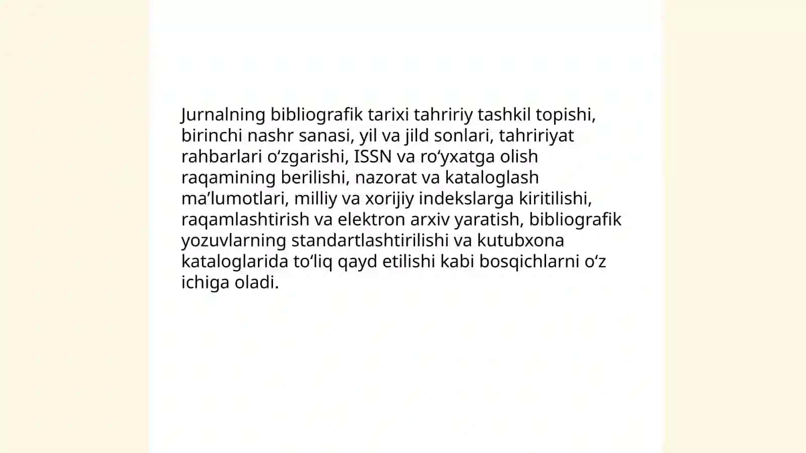 Oʻzbekiston davlat sanʼat va madaniyat instituti xabarlari jurnali bibliografiyasi 3