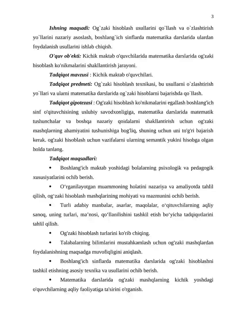 Boshlang'ich sinflarda og'zaki hisoblash 3