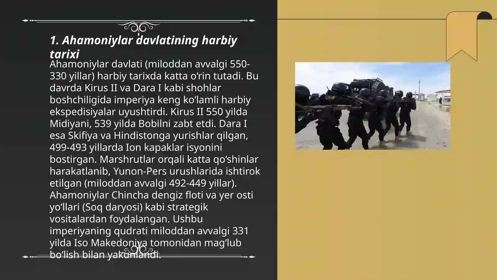 Ahamoniylar davlatida qoʻshin tuzilishi va harbiy ish 3