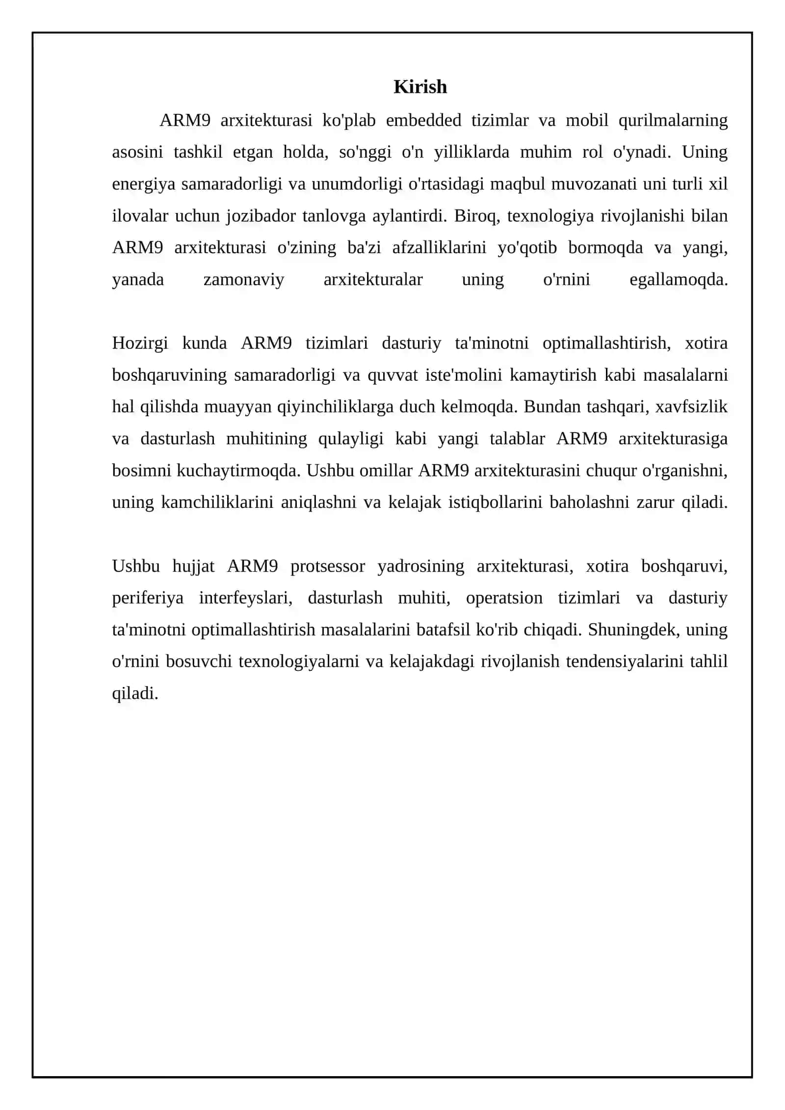 ARM9: Arxitektura va Xususiyatlar 3