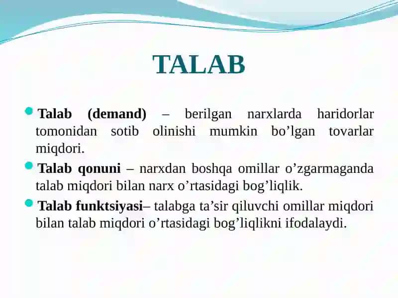 TALAB VA TAKLIF TAHLILI ASOSLARI 3