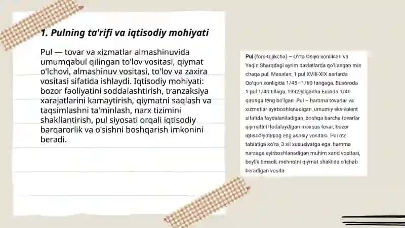 Pulning mohiyati va asosiy ahamiyatlari 3