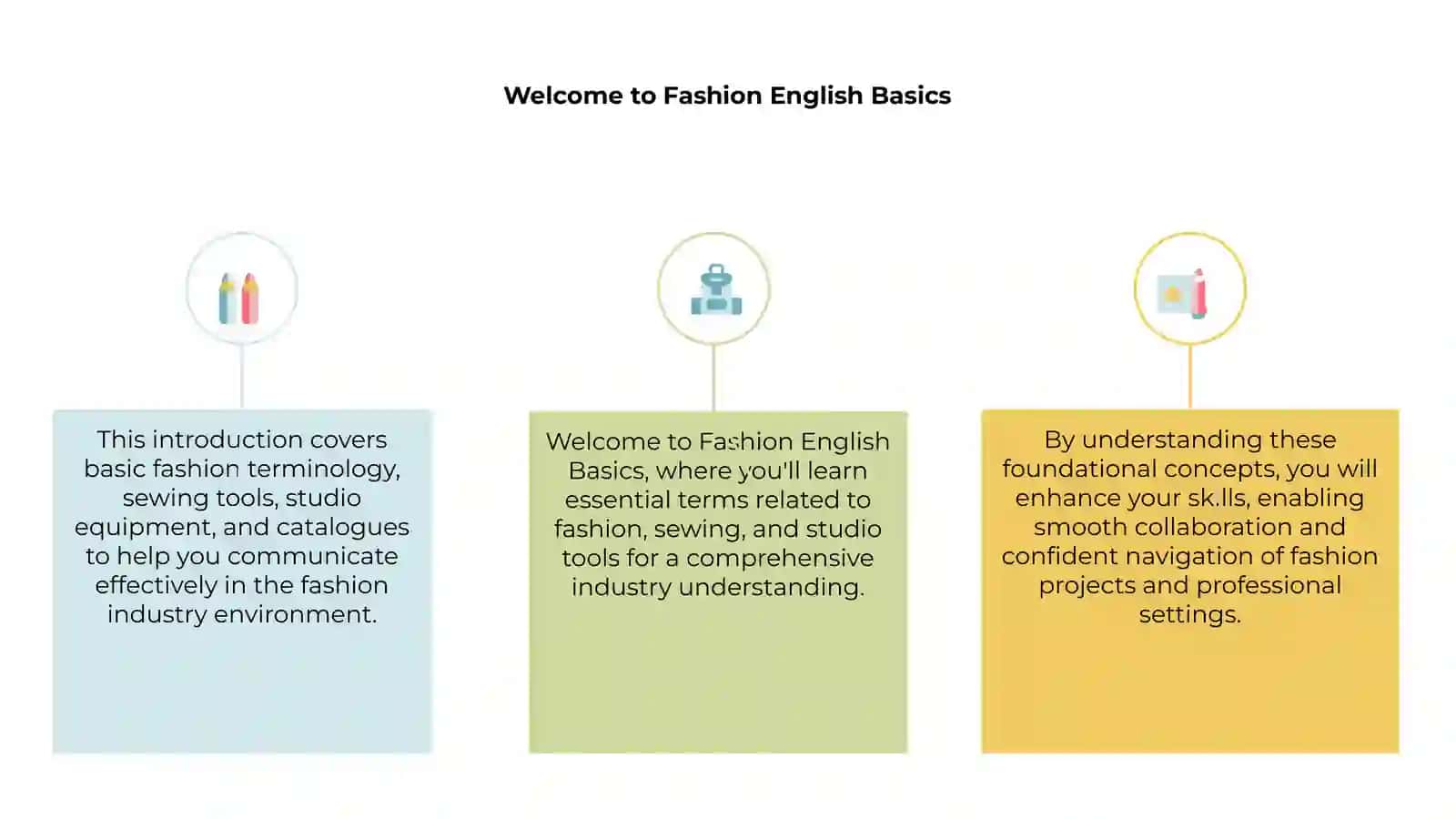 Introduction to Fashion English Basic terms, studio tools Sewing tools catalogues 3