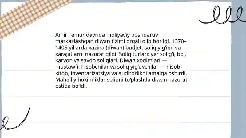 Amir temur davrida moliyaviy siyosat 3