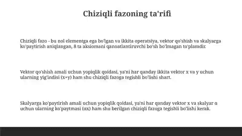 Chiziqli fazoning ta'rifi va misollar 3