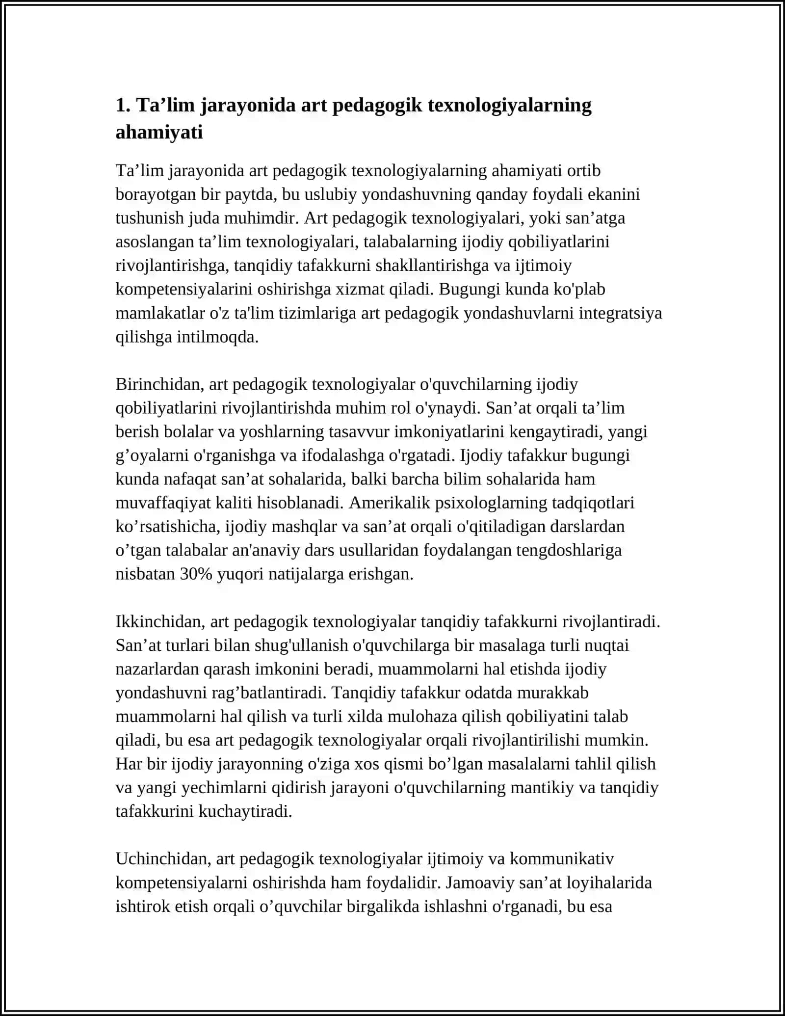 TA‘LIM JARAYONIDA ART PEDAGOGIK TEXNALOGIYALAR 3