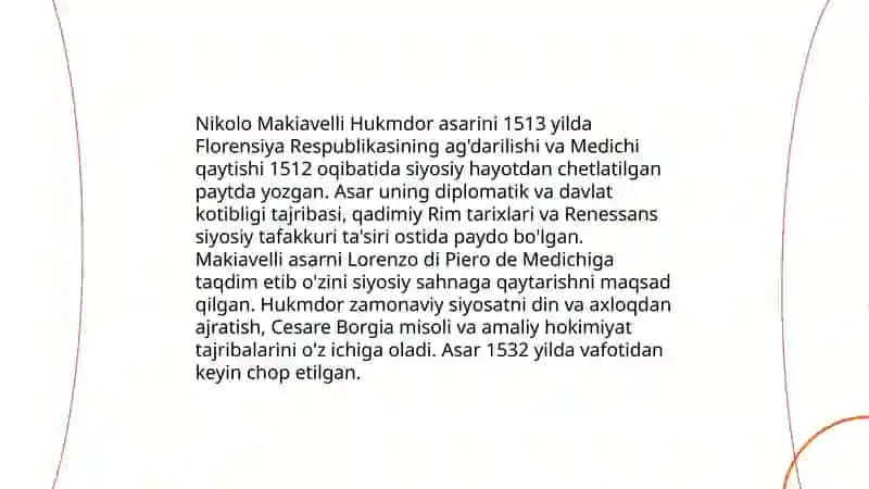 Makiavellining “Hukmdor” asari 3