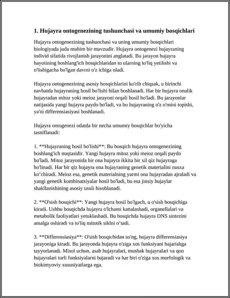 Hujayra Ontogenezining Rivojlanish Bosqichlari 3
