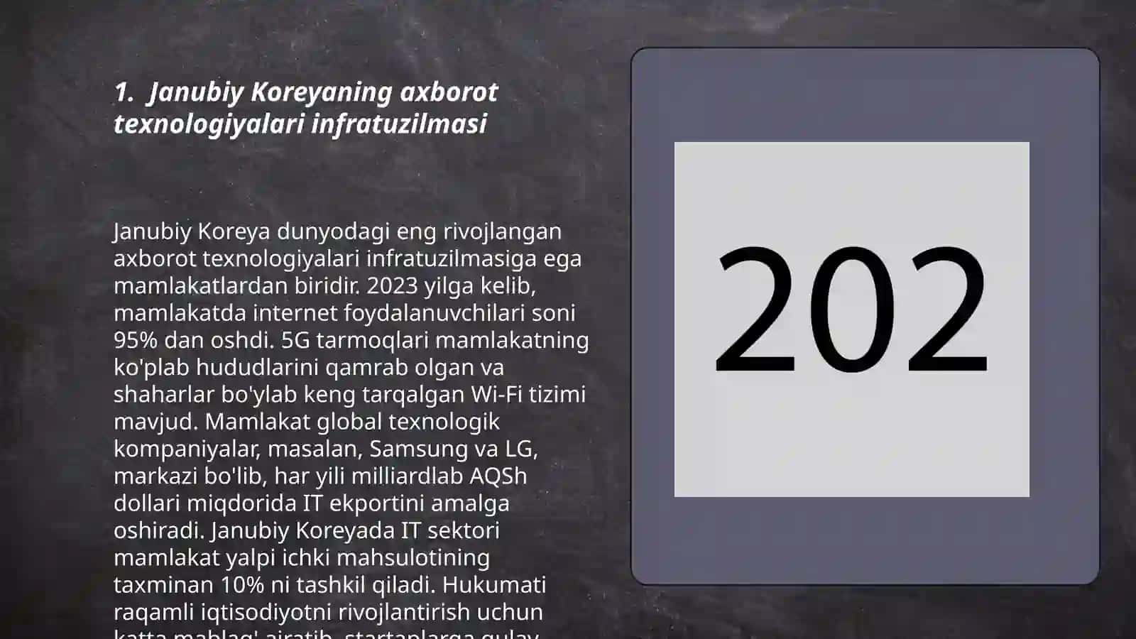 Janubiy Koreyaning sohalarining raqamlashganlik darajasini tahlil qilish 3