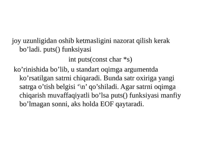 C++ tilida belgilarni o‘qish-yozish funksiyalari. Satrlarni o‘qish - yozish funksiyalari. 3